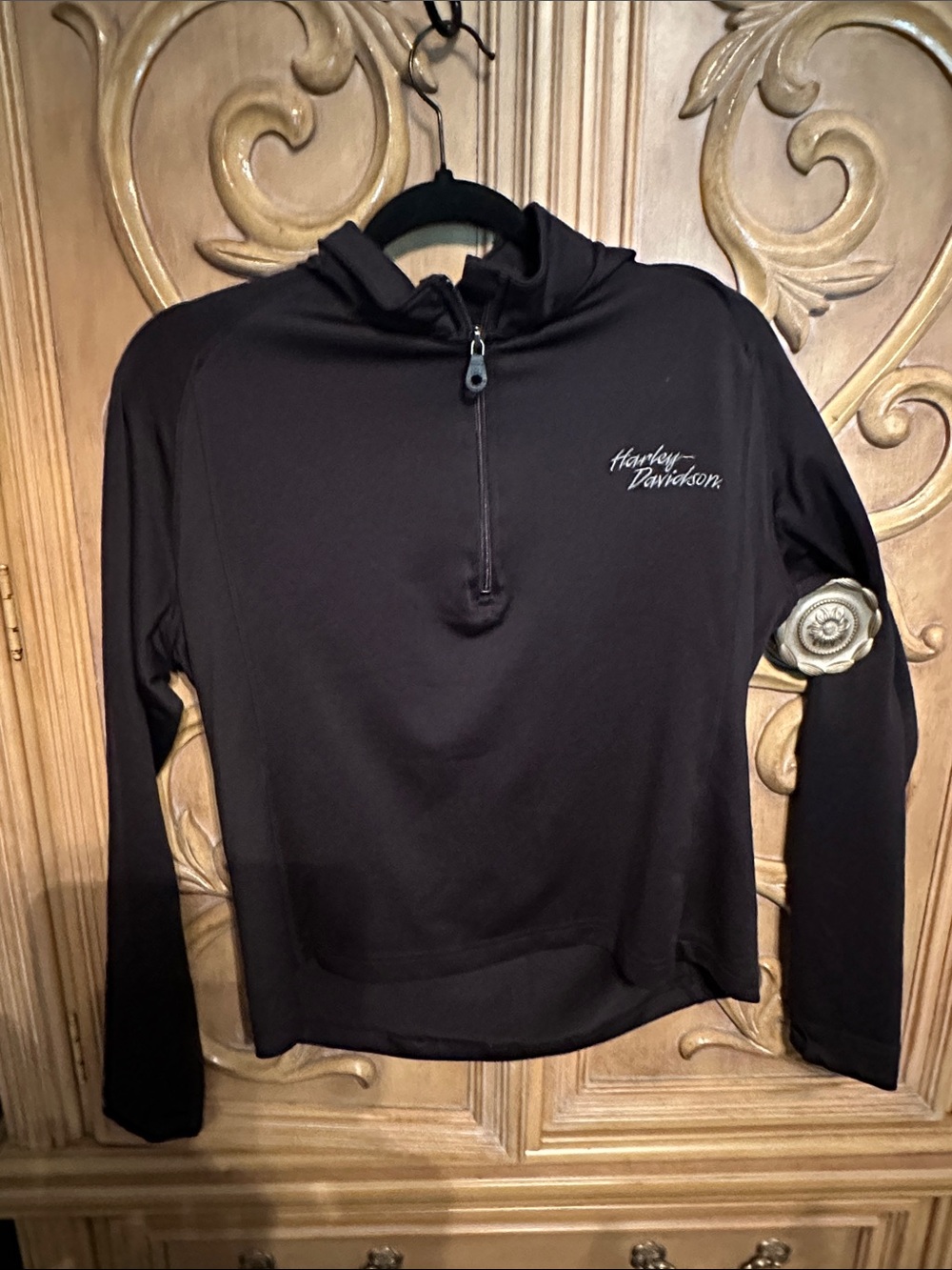 Harley-Davidson Black Hooded Quarter-Zip Pullover